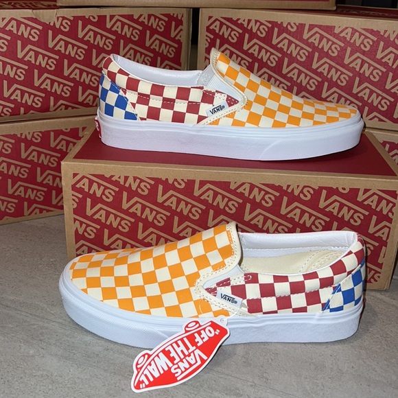 COPY - 🔥 VANS CLASSIC SLIP ON CHECKERBOARD MULTI/ TRUE WHITE SLIP ON SHOES NWT - Picture 4 of 9